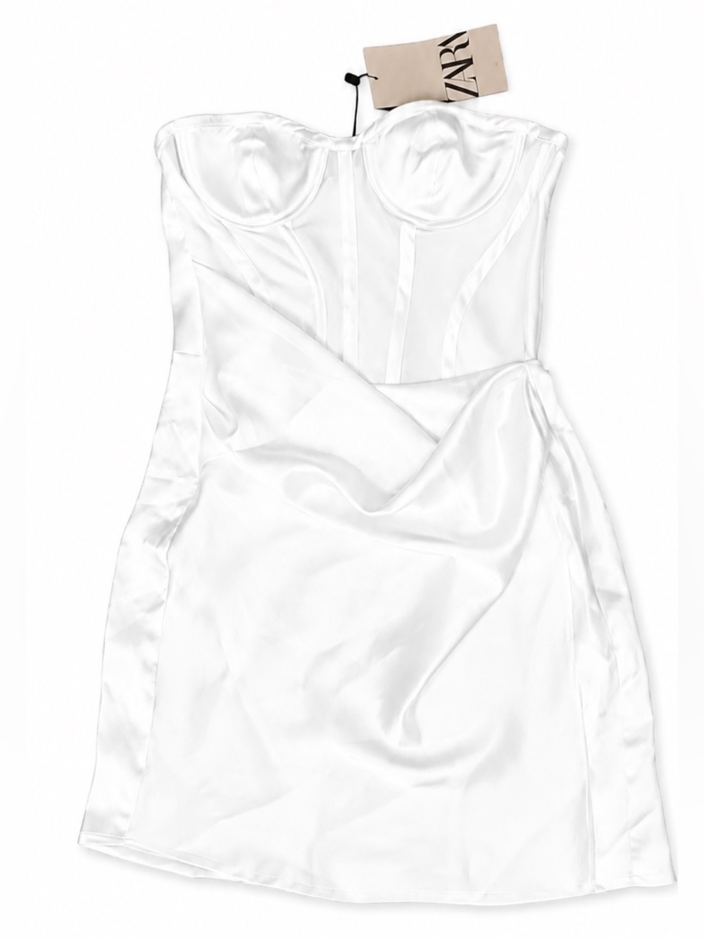 ZARA White Satin Corset Strapless Mini Dress NWT XS